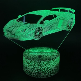 Bil 3D lampe - Sort lampefod med sprækker